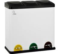 SVITA TC3X20 Poubelle à pédale 60 litres 3x20L triple XXL Poubelle à 3 compartiments Tri sélectif Poubelle de cuisine blanche