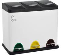 SVITA TC3X8 24 L Poubelle à pédale Poubelle en acier laqué époxy blanc