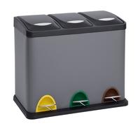 SVITA TC3X8 24L Poubelle à pédale Poubelle à tri sélectif Acier inoxydable Gris