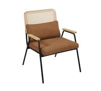 SVITA THEA Fauteuil de salon en rotin - Style rétro - Intérieur vintage scandinave moderne - Pour salon, salle de lecture, salle d'attente - Marron