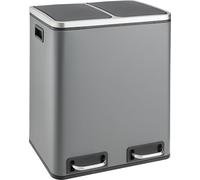 SVITA TM2X15 Poubelle à pédale 30 litres 2x15L gris Poubelle tri sélectif acier