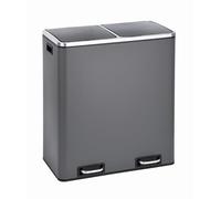 SVITA TM2X30 Poubelle à pédale 60 litres Poubelle design Corbeille à papier Système de tri pour la cuisine Gris