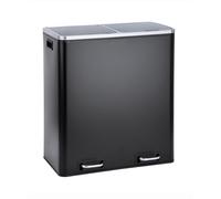 SVITA TM2X30 Poubelle à pédale, 60 l, design pour tri sélectif, système de tri des déchets, système de tri intérieur, amovible, avec anse et amortisseur de fermeture, noire