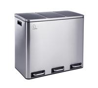SVITA TM3X18 Poubelle à pédale 54 litres 3x 18L Poubelle Tri sélectif Acier inoxydable Argent
