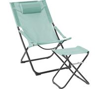 SVITA TOMRA Chaise longue avec tabouret pliable Chaise de camping Oreiller bleu