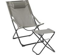 SVITA TOMRA Chaise longue avec tabouret pliable Chaise de camping Oreiller gris clair