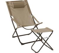 SVITA TOMRA Chaise longue avec tabouret pliable Chaise de camping Oreiller Taupe