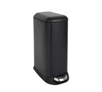 SVITA TS12 Poubelle à pédale, en acier inoxydable, 12 l, avec seau intérieur, pédale en plastique, couvercle à fermeture douce, rectangulaire, aide à la cuisine, noire