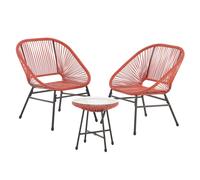 SVITA TULUM Meuble de balcon 3 pièces Set de meubles de jardin Chaises de balcon avec table Orange Terracotta
