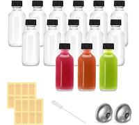 Svitzoot 12 X Mini Bouteille Verre 60ml pour stocker le jus lait ou Boissons Mini Bouteille Verre 60ml avec Bouchon, Bouteilles de Jus Entonnoir, Étiquettes, Feutre Blanc & Brosse de Nettoyage