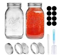 Svitzoot Bocaux de kimchi Bocaux de Conservation 1L Bocal en Verre avec Couvercle Hermétique Bocaux à provisions multi-usages avec couvercle pour céréales confitures pâtes et noix Meal Prep 2 Set