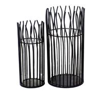 SVJ Bougeoir Photophore Fierre - 12x12x25 cm - Aluminium - Noir - Set de 2