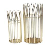 SVJ Bougeoir Photophore Fierre - 12x12x25 cm - Aluminium - Or - Set de 2