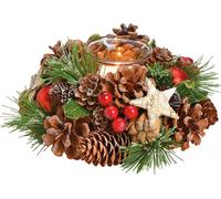 SVJ Bougeoir Photophore Kerstkrans - 17x17x10 cm - Plastique - Vert