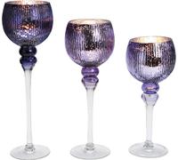 SVJ Bougeoir Photophore Lantaarn - 45x32x15 cm - Verre - lilas - Set de 3