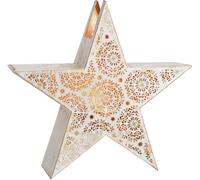 SVJ Bougeoir Photophore Ster - 10x36x35 cm - Métal - Blanc