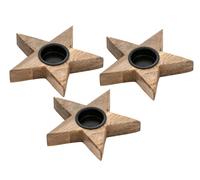 SVJ Bougeoir Photophore Windlicht - 15x15x3 cm - Bois - Naturel