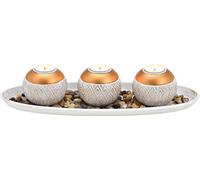 SVJ Chandelier Theelichthoude - 14x39x10 cm - Bois - Blanc - Set de 3