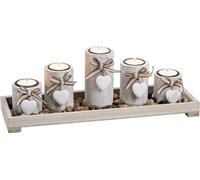 SVJ Chandelier Theelichthouders - 11x38x12 cm - Bois - Blanc - Set de 5