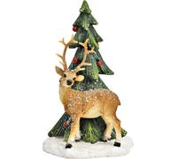 SVJ Décoration de Noël Kerstboom met hert - 13x13x20 cm - Polyester - Multi