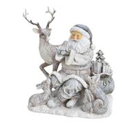 SVJ Décoration de Noël Kerstmantafereel met dieren - 20x19x14 cm - Polyester - Argent