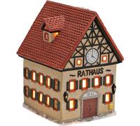 SVJ Décoration de Noël Lichthuisje Stadhuis - 9x10x13 cm - Porcelaine - Multi