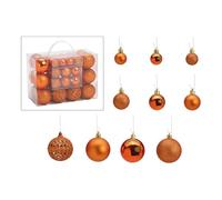 SVJ Home Decorations Boules de Noël 3/4/6 cm - 12x18x23 cm - Plastique - Cuivre - Set de 50