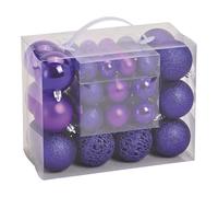 SVJ Home Decorations Boules de Noël 3/4/6 cm - 12x23x18 cm - Plastique - Lilas - Set de 50