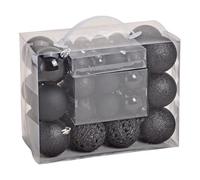 SVJ Home Decorations Boules de Noël 3/4/6 cm - 12x23x18 cm - Plastique - Noir - Set de 50