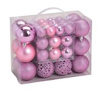 SVJ Home Decorations Boules de Noël 3/4/6 cm - 12x23x18 cm - Plastique - Rose - Set de 50