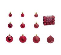 SVJ Home Decorations Boules de Noël 3/4/6 cm - 12x23x18 cm - Plastique - Rouge - Set de 50