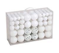 SVJ Home Decorations Boules de Noël 3/4/6 cm - 12x35x23 cm - Plastique - Blanc - Set de 100