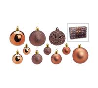 SVJ Home Decorations Boules de Noël 3/4/6 cm - 12x35x23 cm - Plastique - Marron - Set de 100
