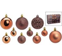SVJ Home Decorations Boules de Noël 3/4/6 cm - 12x35x23 cm - Plastique - Marron - Set de 100