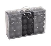 SVJ Home Decorations Boules de Noël 3/4/6 cm - 12x35x23 cm - Plastique - Noir - Set de 100