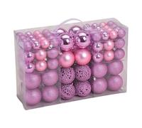 SVJ Home Decorations Boules de Noël 3/4/6 cm - 12x35x23 cm - Plastique - Rose - Set de 100