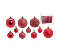 SVJ Home Decorations Boules de Noël 3/4/6 cm - 12x35x23 cm - Plastique - Rouge - Set de 100