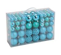 SVJ Home Decorations Boules de Noël 3/4/6 cm - 12x35x23 cm - Plastique - Turquoise - Set de 100