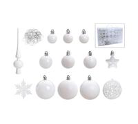 SVJ Home Decorations Boules de Noël 3/4/6 cm - 12x36x23 cm - Plastique - Blanc - Set de 111
