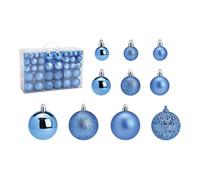 SVJ Home Decorations Boules de Noël 3/4/6 cm - 12x36x23 cm - Plastique - Bleu - Set de 100