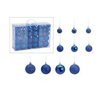 SVJ Home Decorations Boules de Noël 3/4/6 cm - 12x36x23 cm - Plastique - Bleu - Set de 100