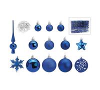 SVJ Home Decorations Boules de Noël 3/4/6 cm - 12x36x23 cm - Plastique - Bleu - Set de 111