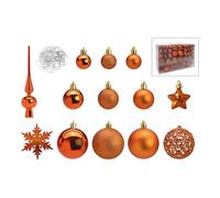 SVJ Home Decorations Boules de Noël 3/4/6 cm - 12x36x23 cm - Plastique - Cuivre - Set de 111