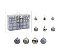 SVJ Home Decorations Boules de Noël 3/4/6 cm - 12x36x23 cm - Plastique - Gris - Set de 100