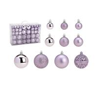 SVJ Home Decorations Boules de Noël 3/4/6 cm - 12x36x23 cm - Plastique - Lilas - Set de 100