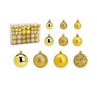 SVJ Home Decorations Boules de Noël 3/4/6 cm - 12x36x23 cm - Plastique - Or - Set de 100