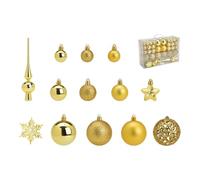 SVJ Home Decorations Boules de Noël 3/4/6 cm - 12x36x23 cm - Plastique - Or - Set de 111