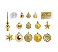 SVJ Home Decorations Boules de Noël 3/4/6 cm - 12x36x23 cm - Plastique - Or - Set de 111