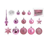 SVJ Home Decorations Boules de Noël 3/4/6 cm - 12x36x23 cm - Plastique - Rose - Set de 111