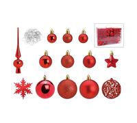 SVJ Home Decorations Boules de Noël 3/4/6 cm - 12x36x23 cm - Plastique - Rouge - Set de 111